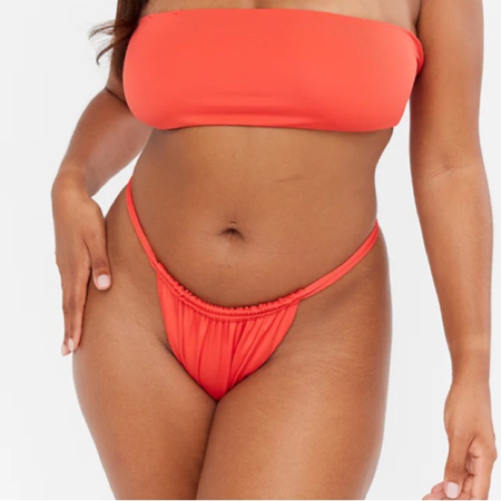 NWT We Are Tala Sienna High Leg Ruched Bikini Bottom in Chili - XL